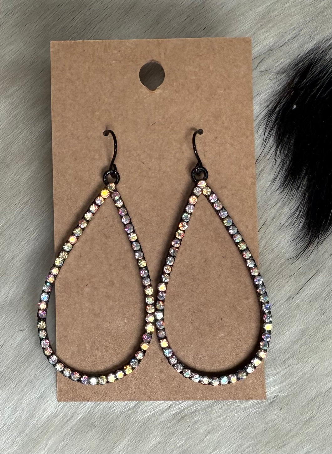 Black Rhinestone Teardrop Earrings