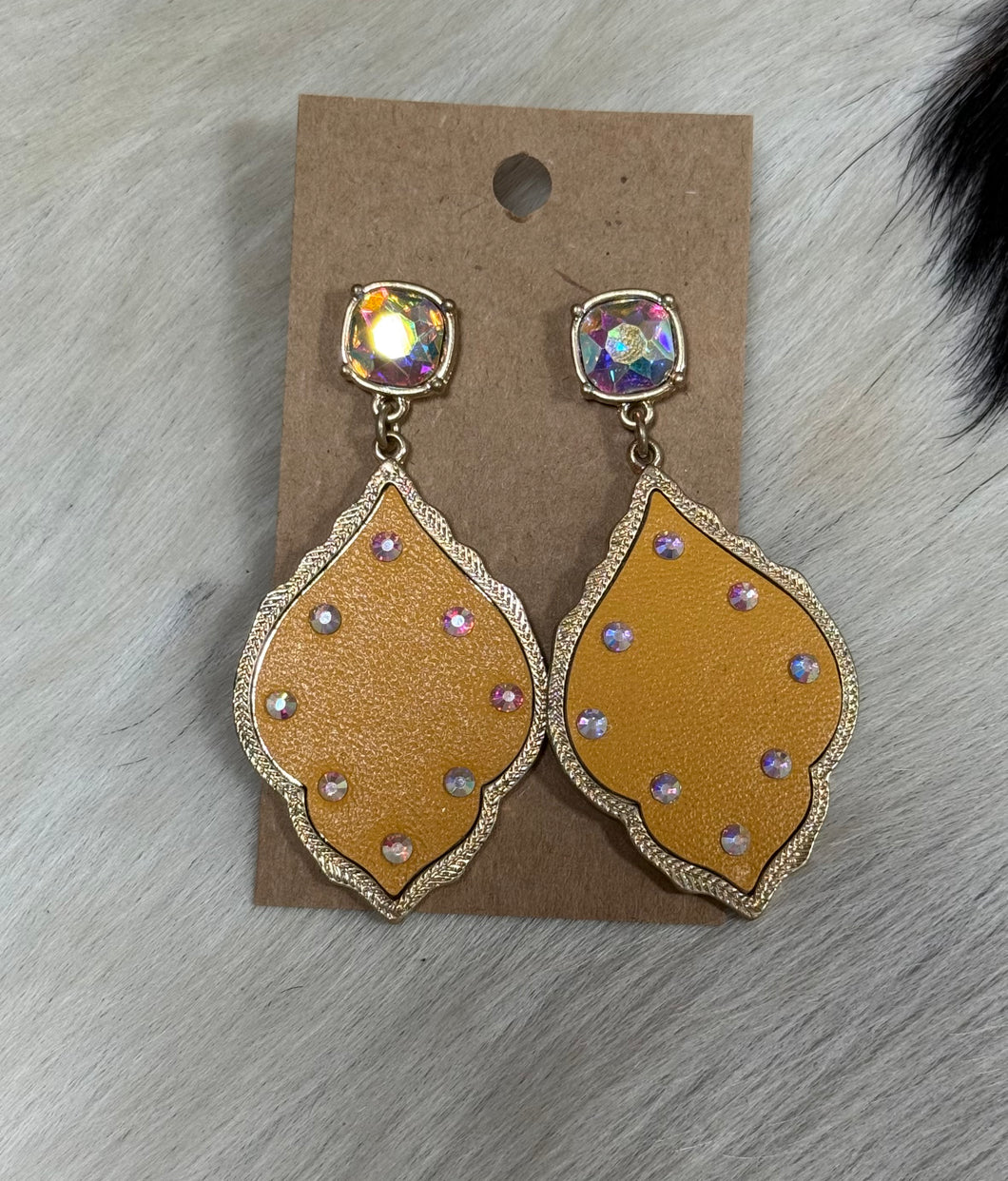 Mustard Yellow Rhinestone Earrings