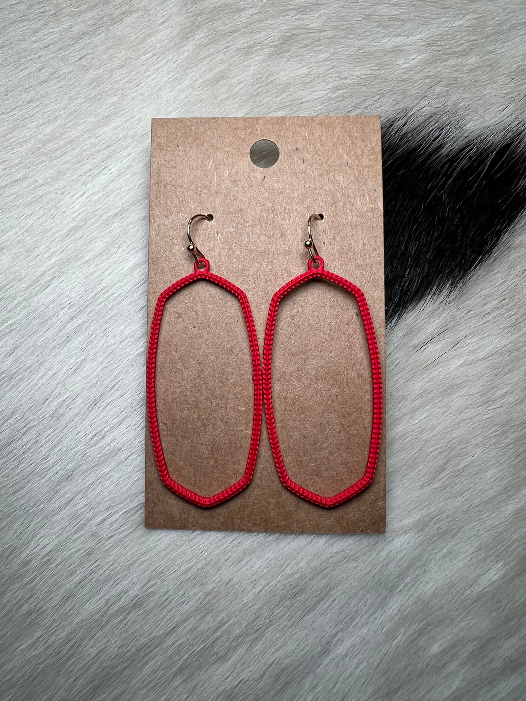 Red Wired Hex Earrings