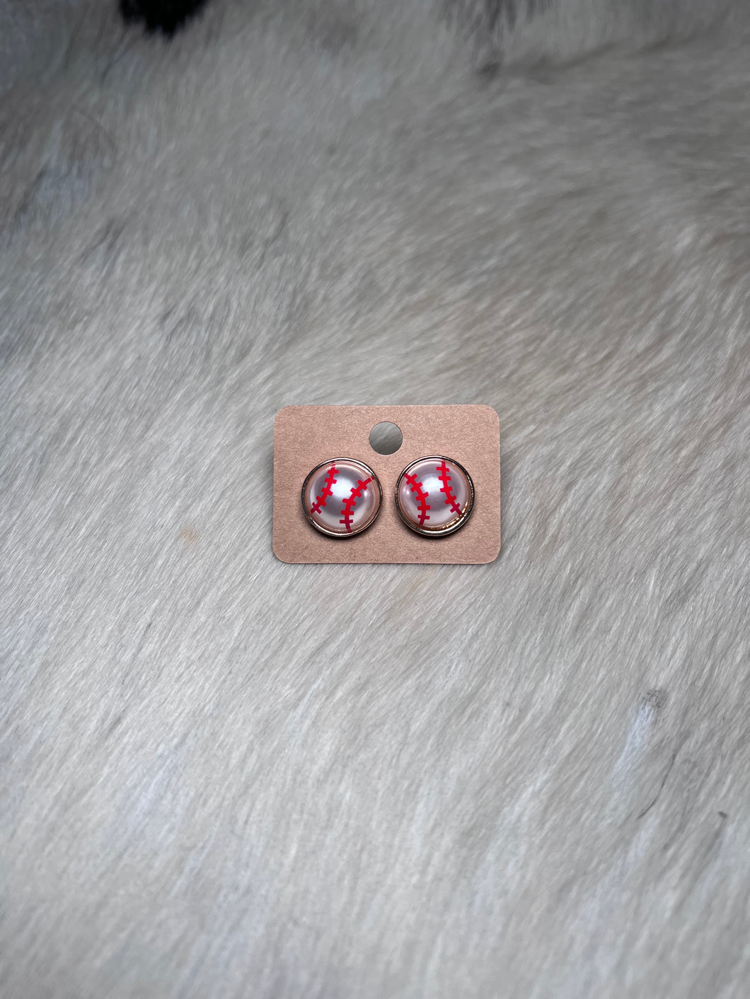 Baseball Pearl Stud Earrings