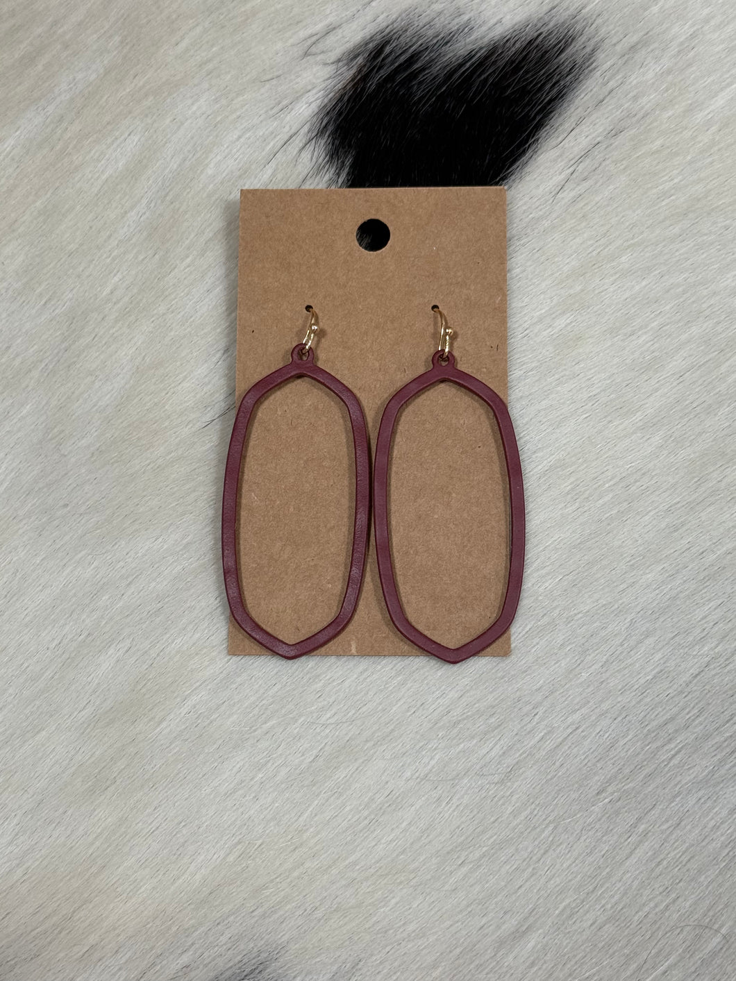 Maroon Hex Matte Earrings