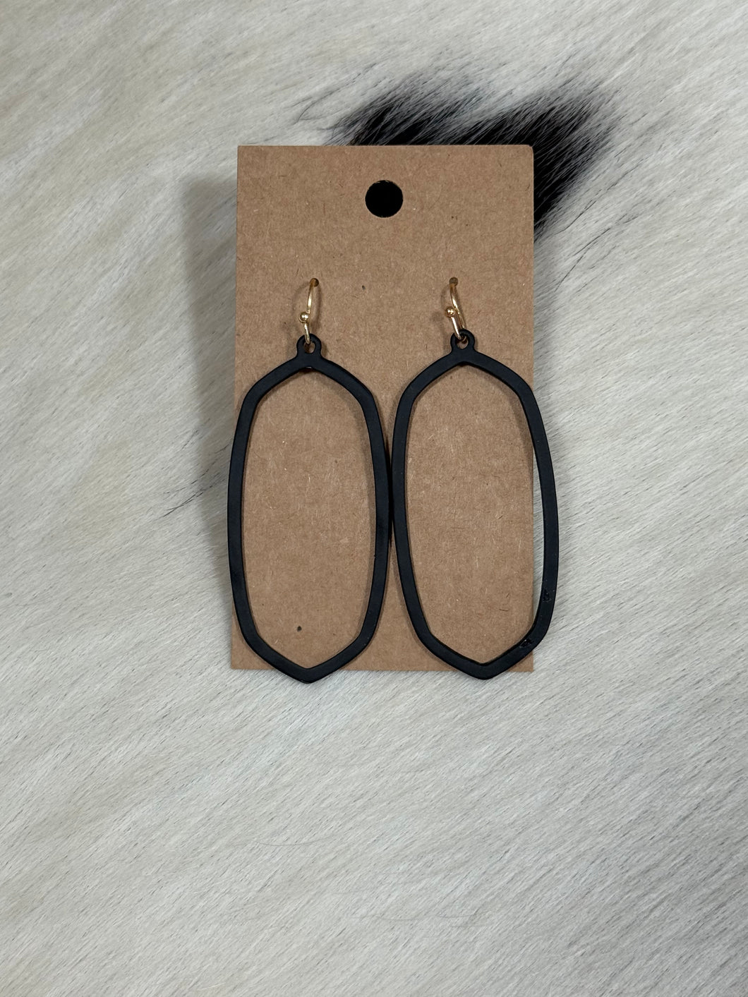 Black Matte Hex Earrings