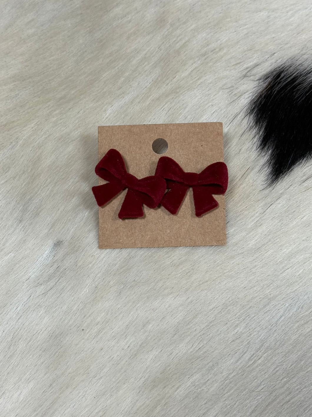 Maroon Velvet Bow Studs