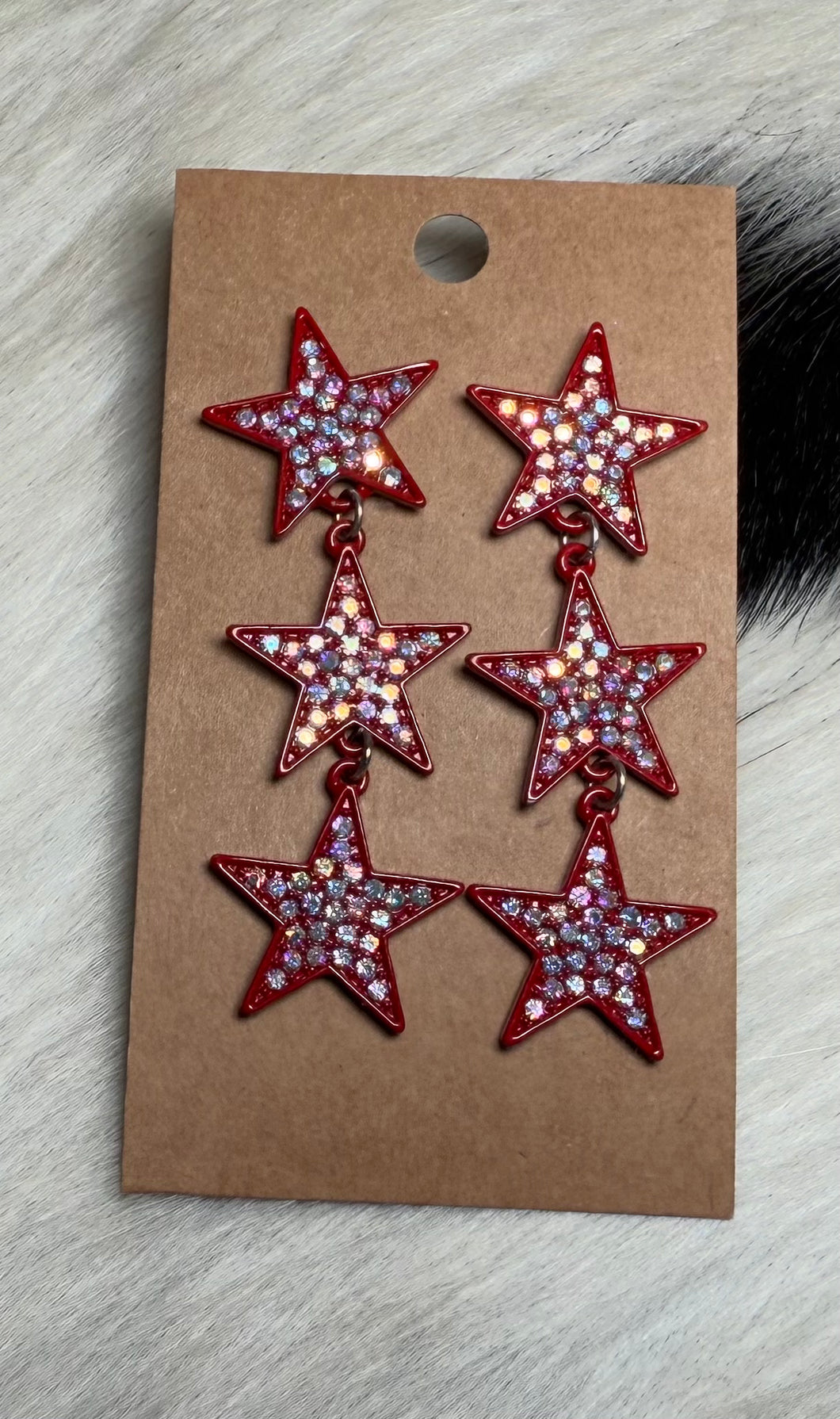 Stacked Red Star Earrings