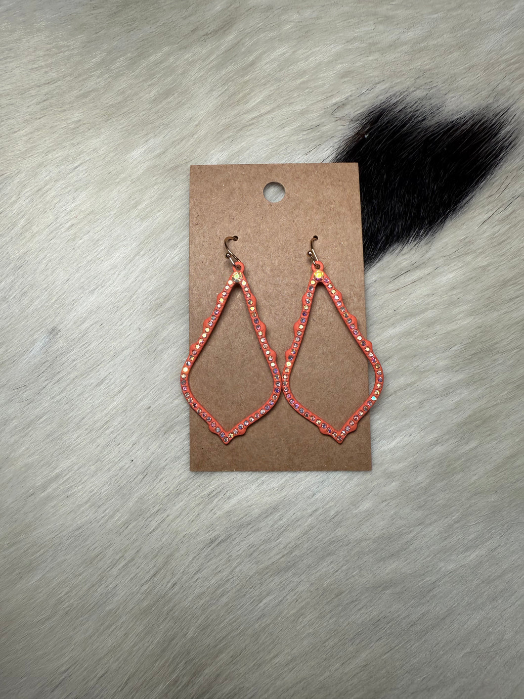 Coral Rhinestone Earrings