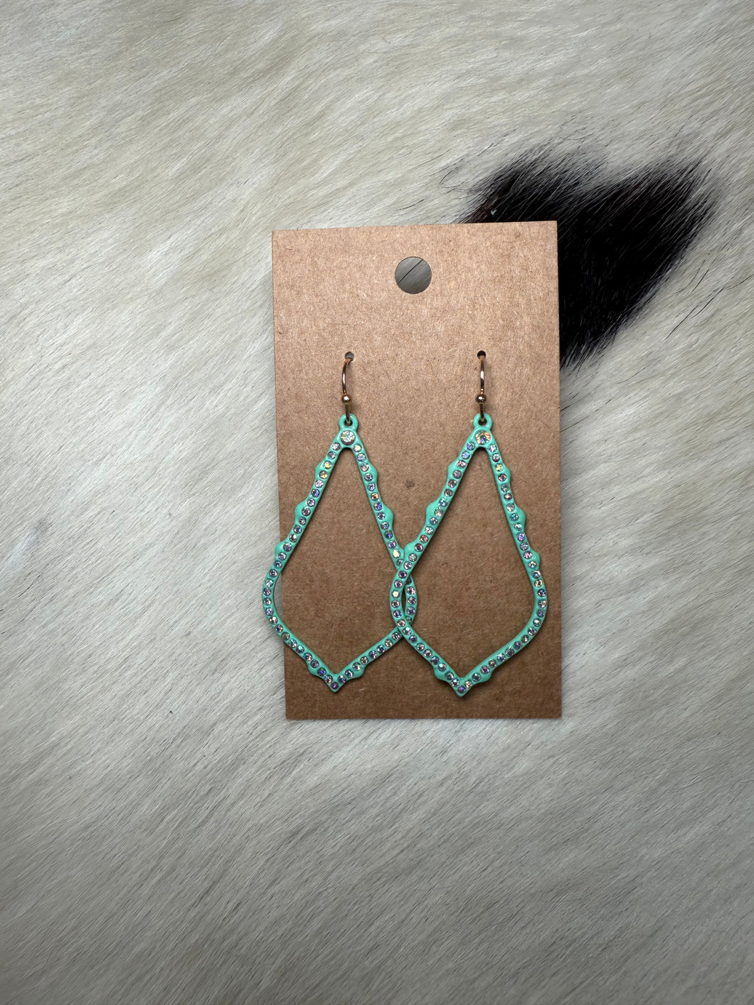 Teal Rhinestone Teardrop Earring