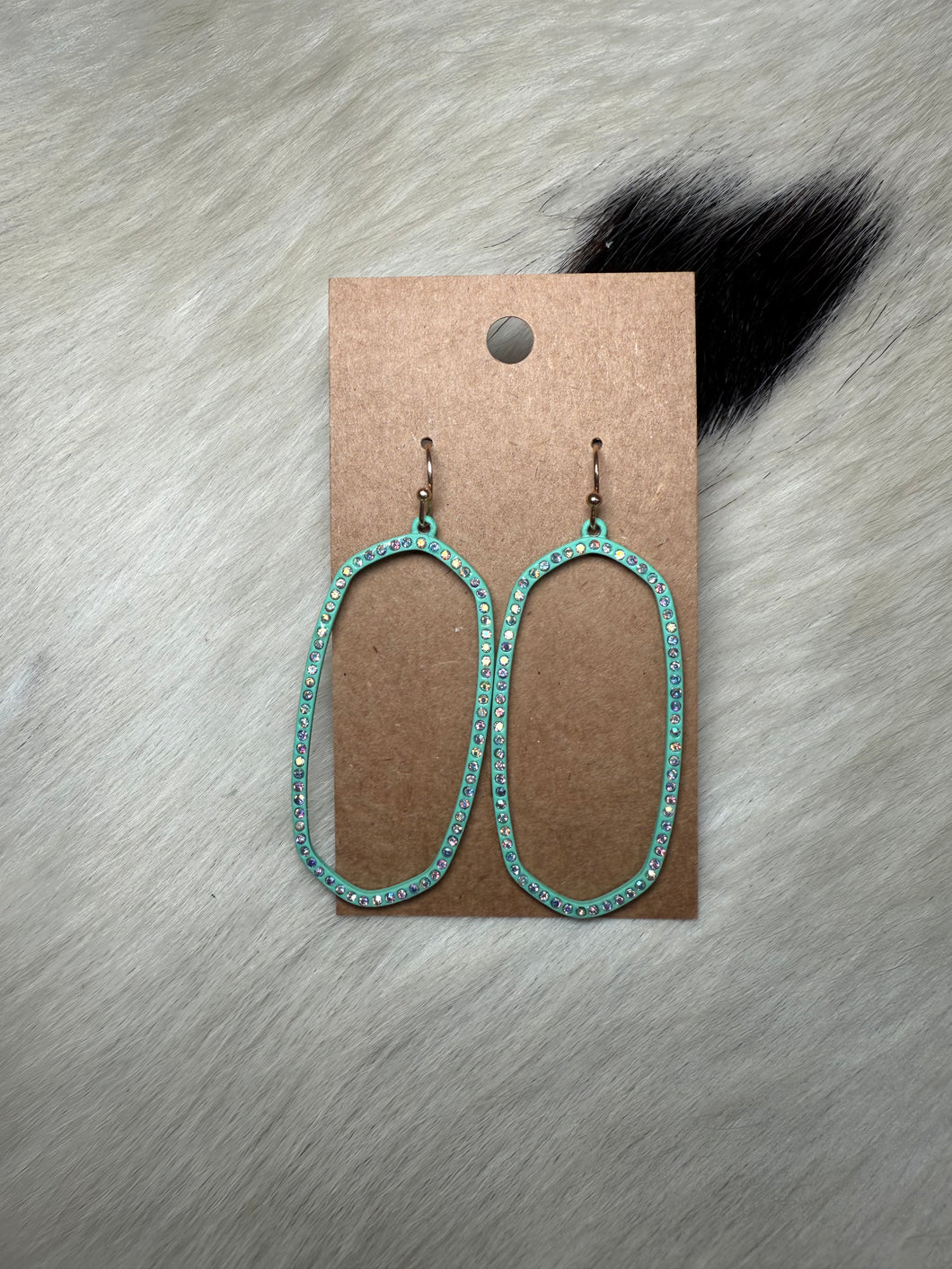 Teal Hex Rhinestone Earring